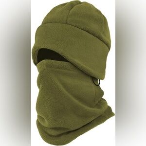 CYPERROCK Winter Beanie Hat Scarf Set Ear Flaps for Men Women Knit Fleece Green
